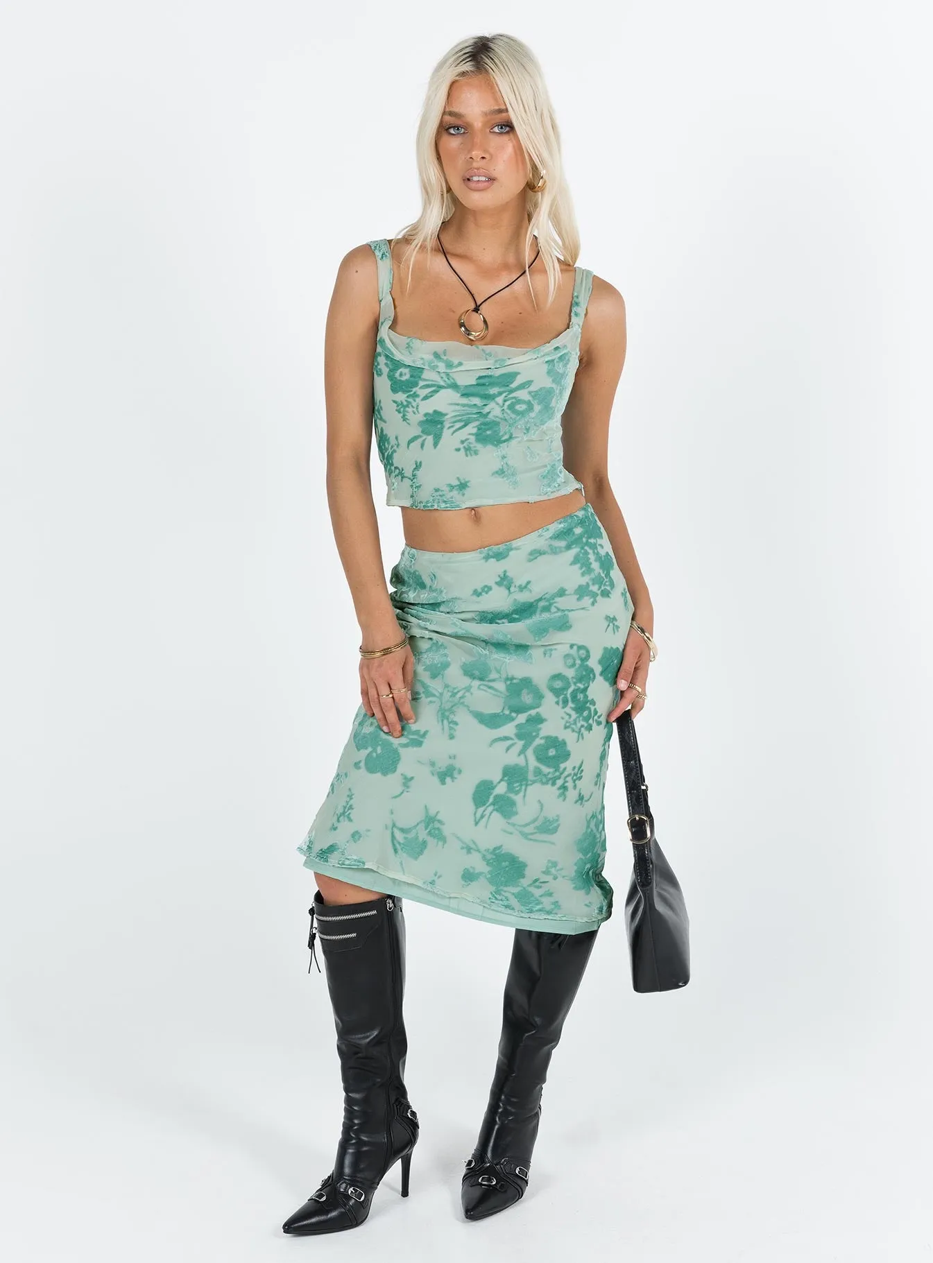Devore Midi Skirt Multi sold by Princess Polly product image thumbnail 4