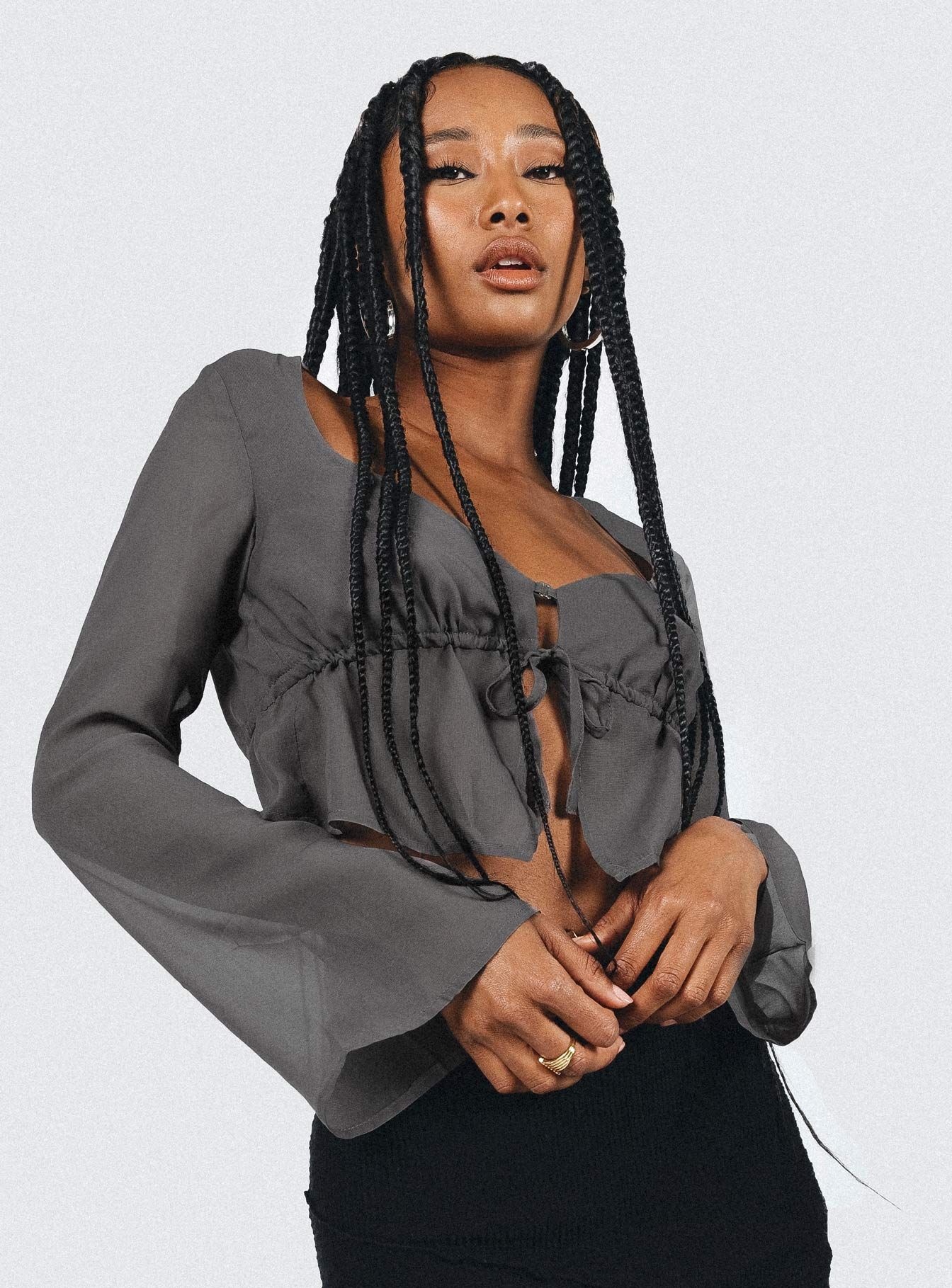 Kenney Long Sleeve Top Grey sold by Princess Polly