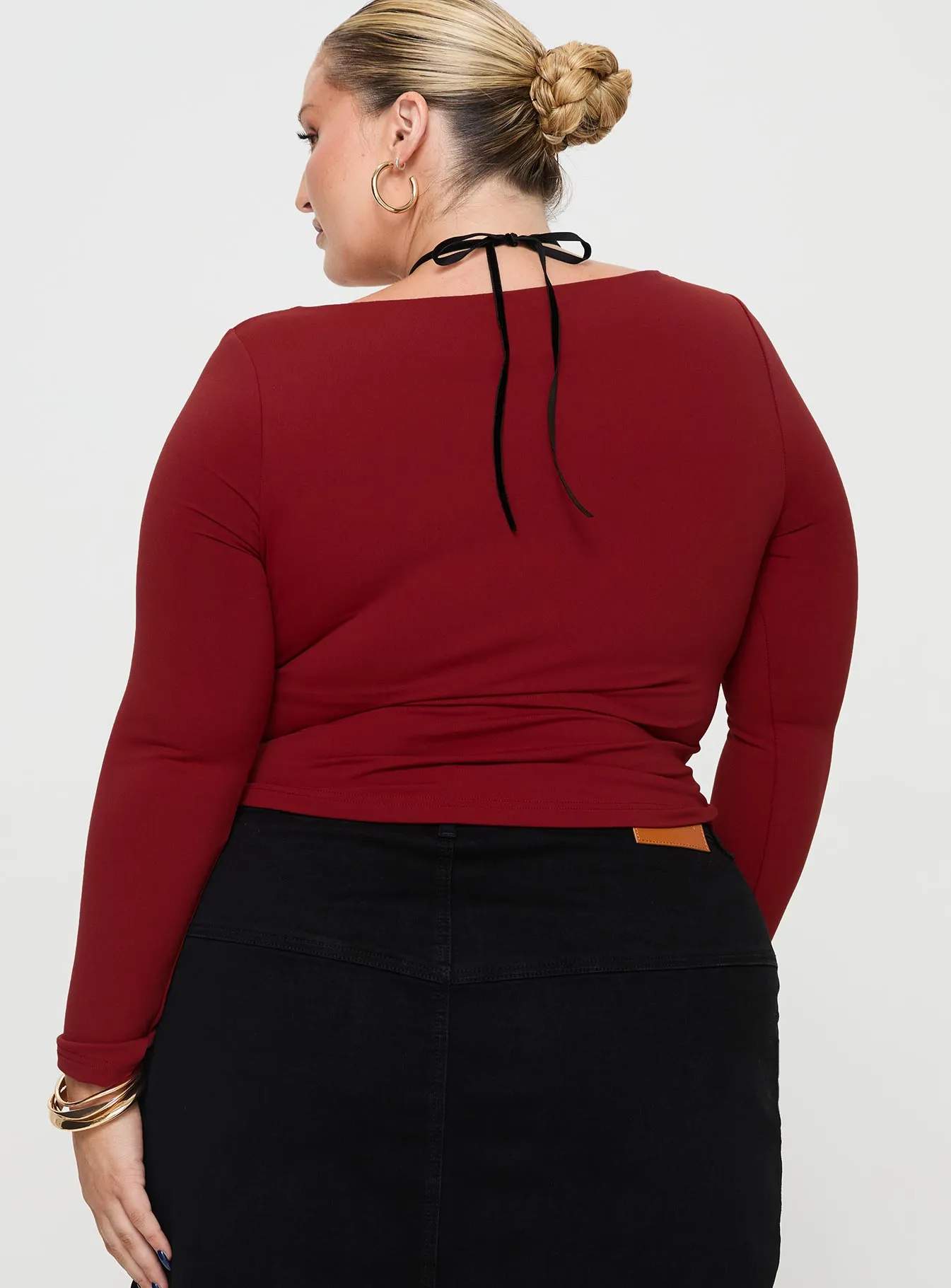Selenie Long Sleeve Top Red Curve sold by Princess Polly product image thumbnail 5
