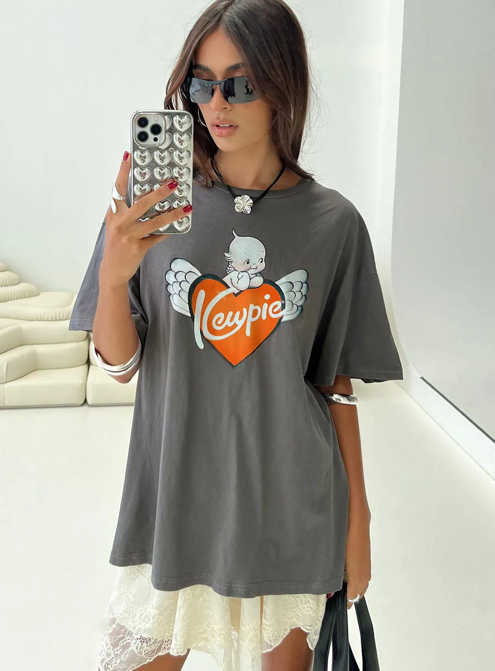 Kewpie Oversized Tee Washed Black sold by Princess Polly