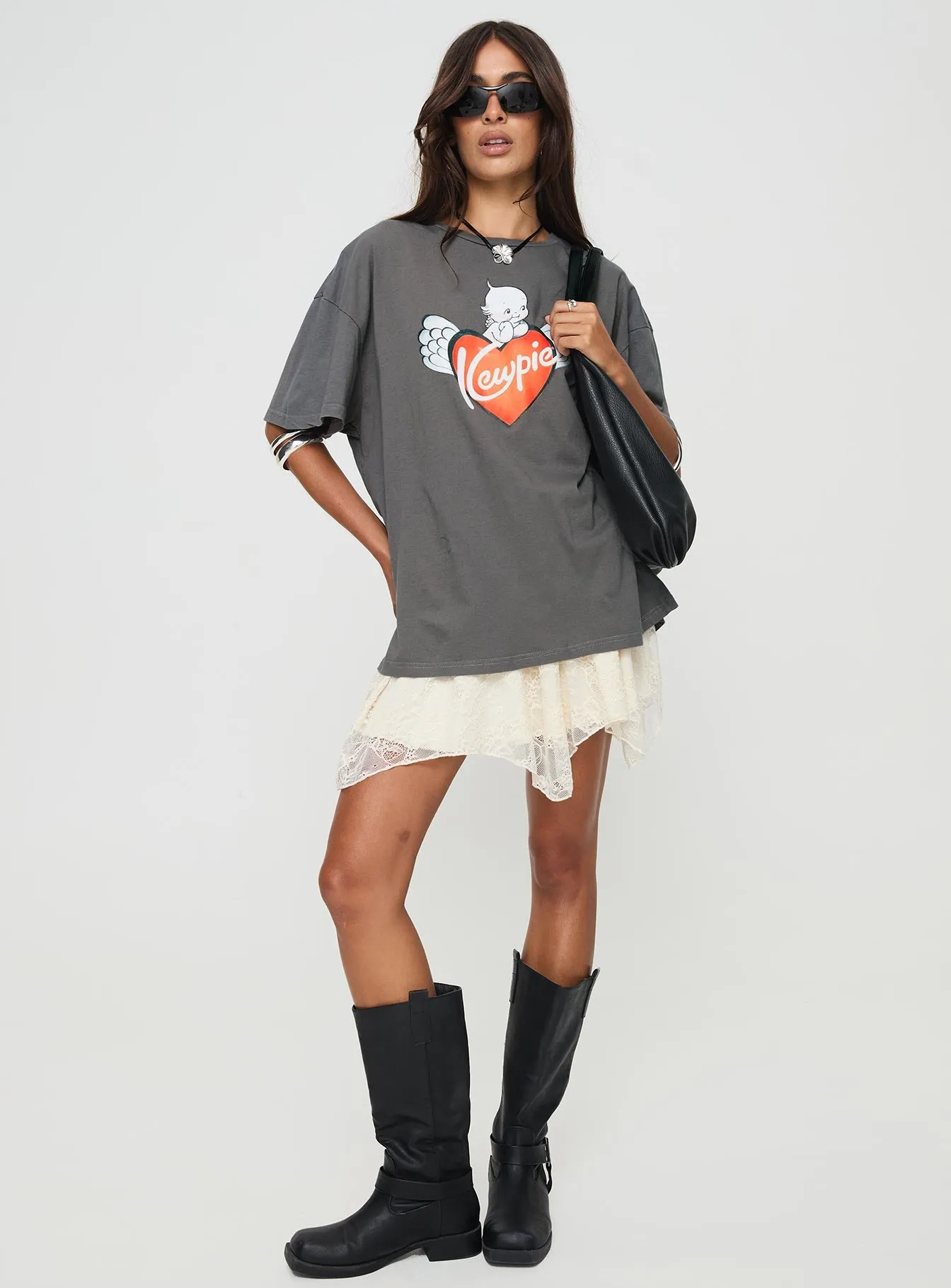Kewpie Oversized Tee Washed Black sold by Princess Polly product image thumbnail 3