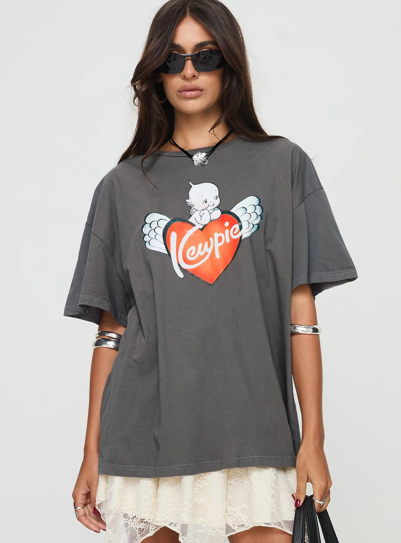 Kewpie Oversized Tee Washed Black sold by Princess Polly product image thumbnail 2