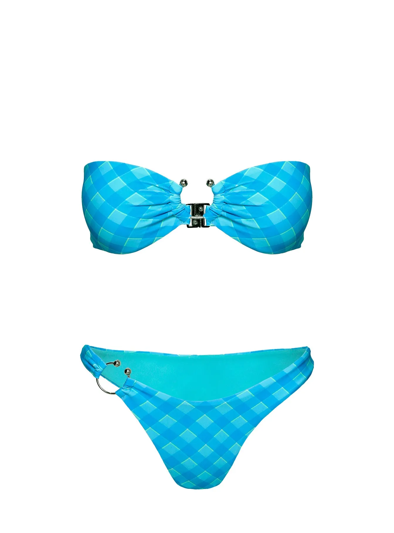 Candy Strapless Bikini Top Blue Check sold by Princess Polly product image thumbnail 5