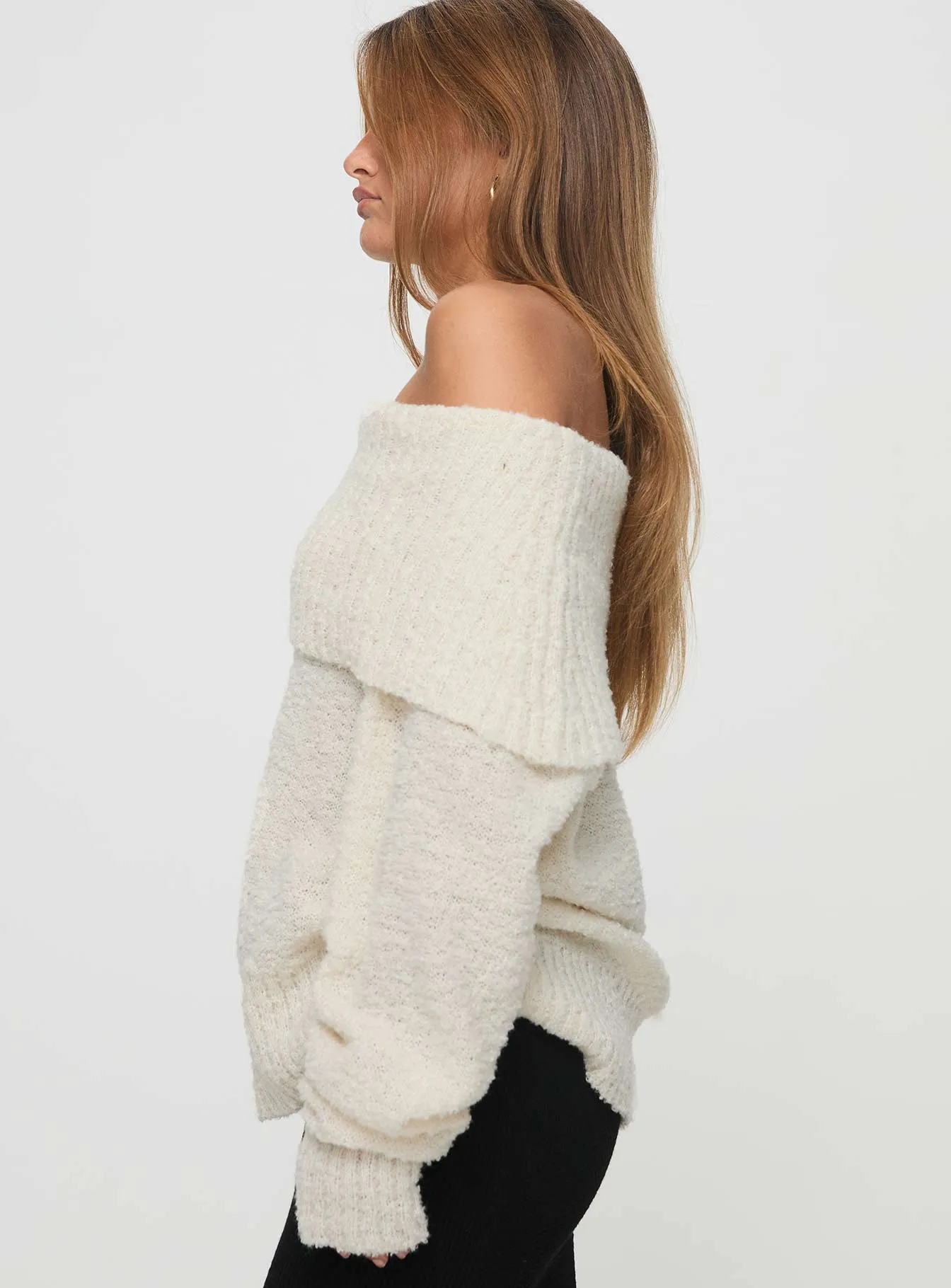 Parkley Boucle Off The Shoulder Sweater Cream sold by Princess Polly product image thumbnail 4