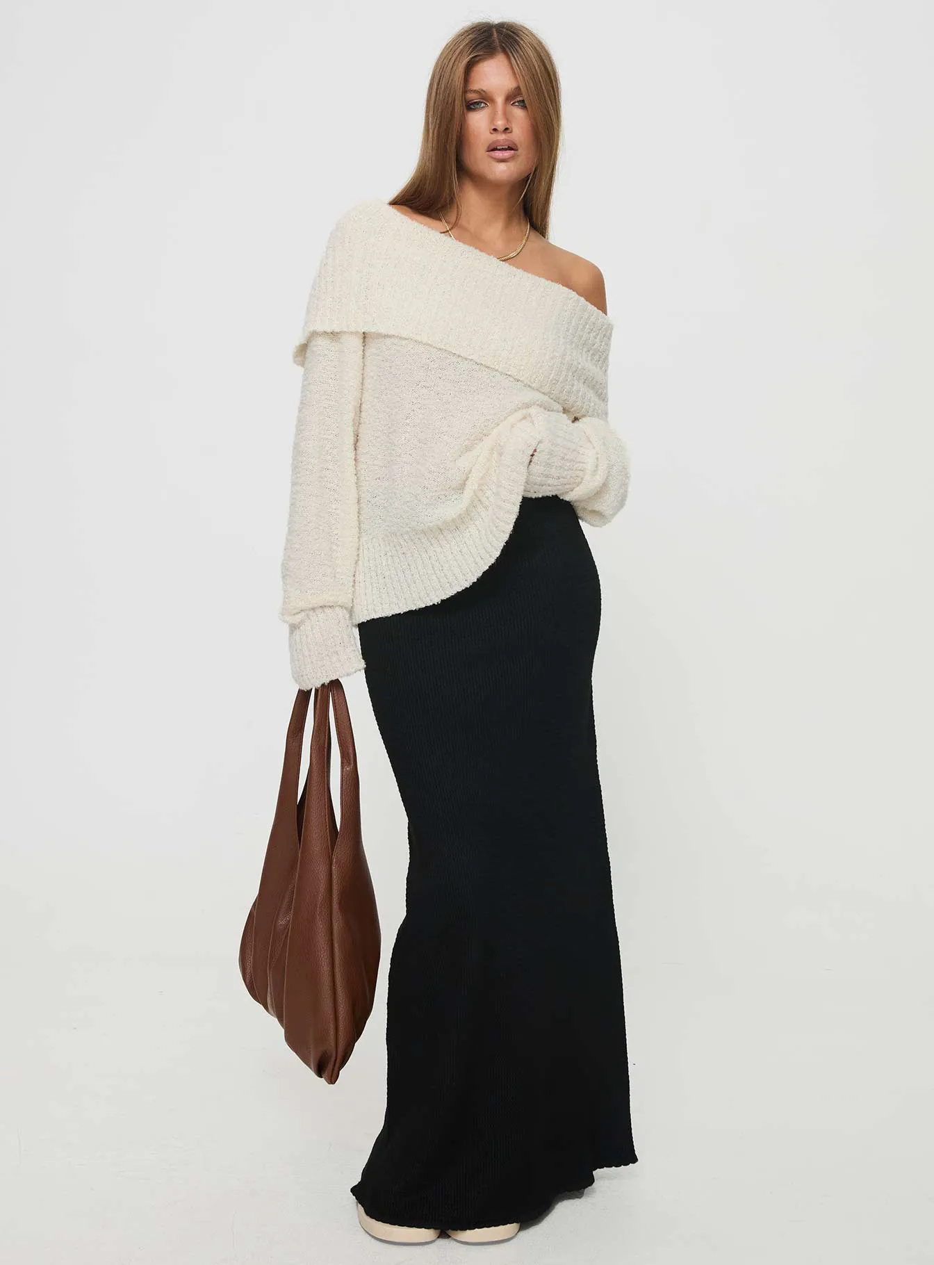 Parkley Boucle Off The Shoulder Sweater Cream sold by Princess Polly product image thumbnail 3