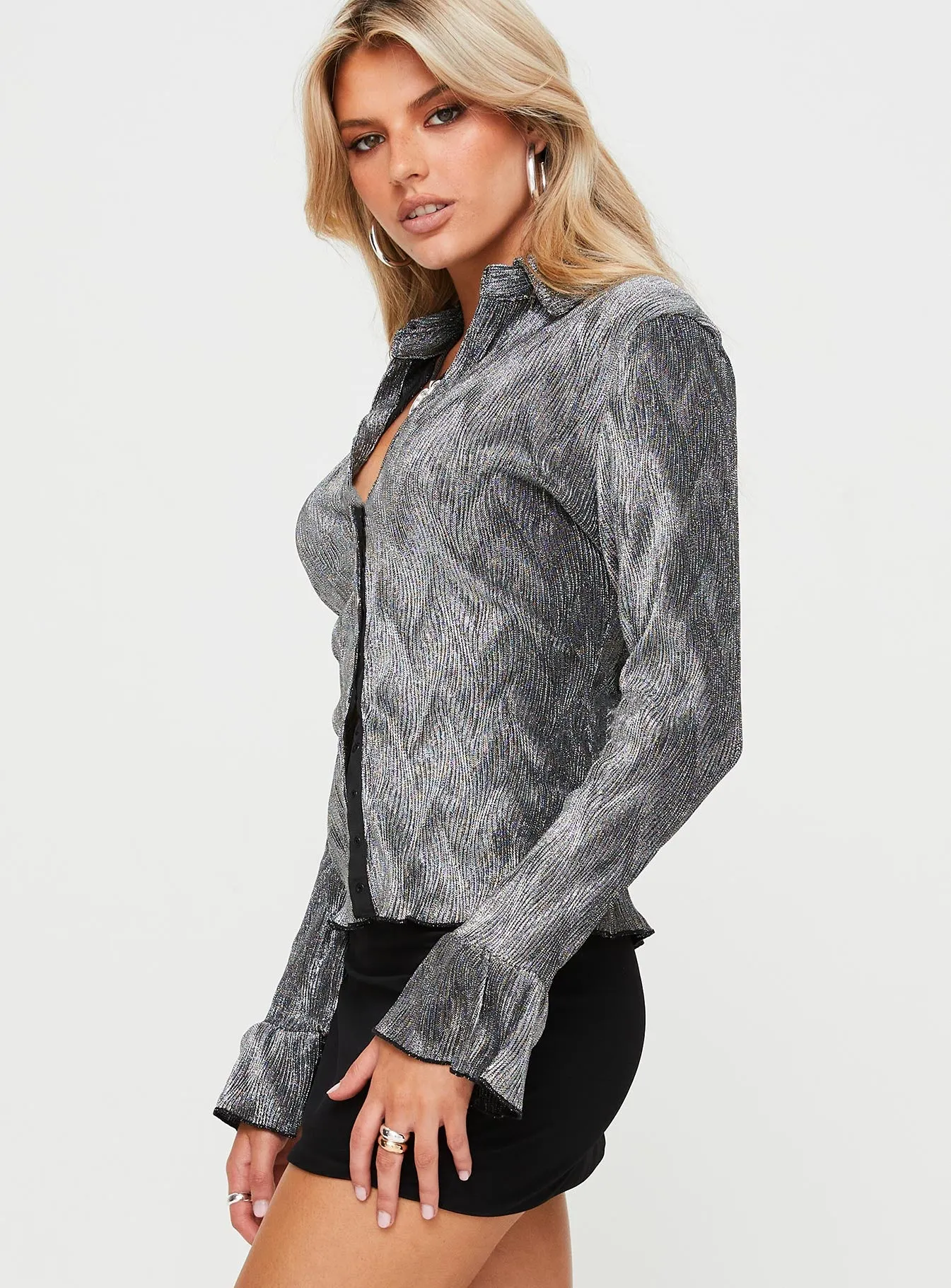 Ondinie Long Sleeve Top Silver sold by Princess Polly product image thumbnail 4
