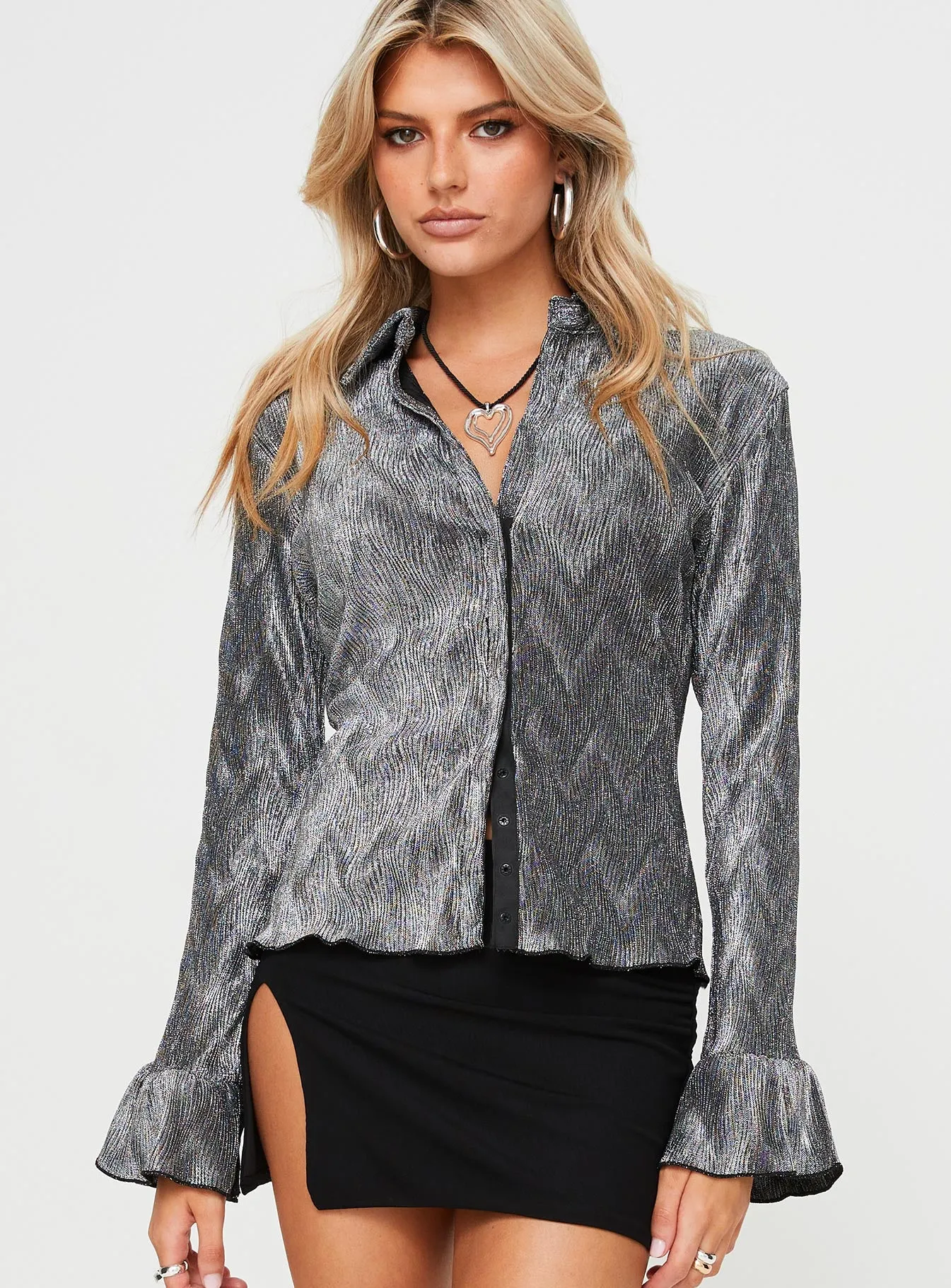 Ondinie Long Sleeve Top Silver sold by Princess Polly product image thumbnail 2