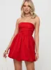 Crotoy Strapless Bubble Hem Mini Dress Red sold by Princess Polly