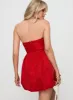 Crotoy Strapless Bubble Hem Mini Dress Red sold by Princess Polly