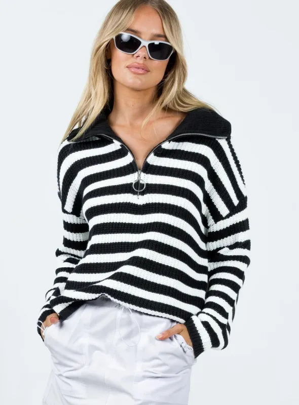 Elowra Sweater Black/White sold by Princess Polly