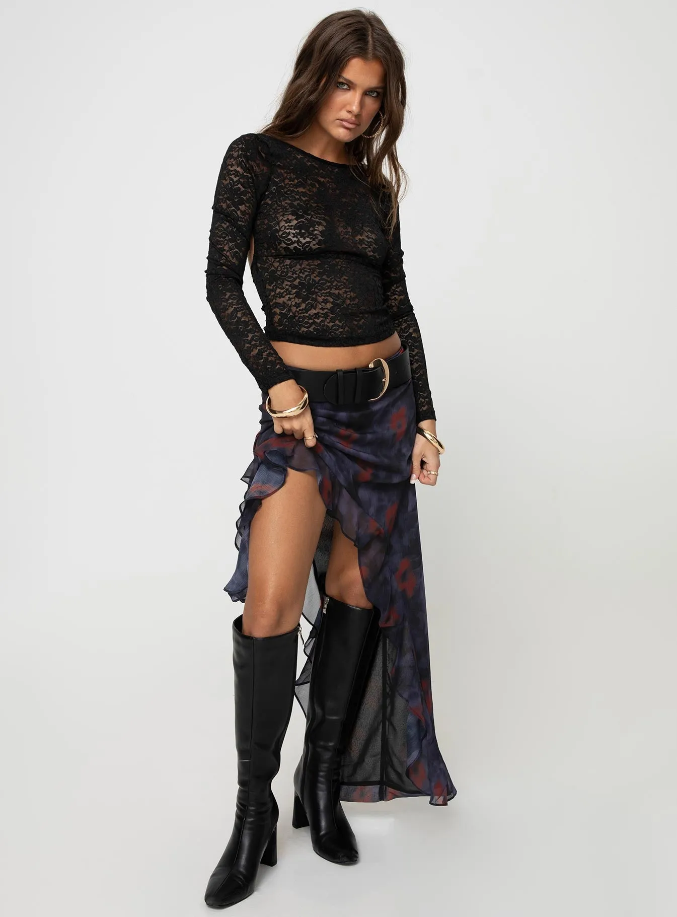 Sardi Long Sleeve Lace Top Black sold by Princess Polly product image thumbnail 4