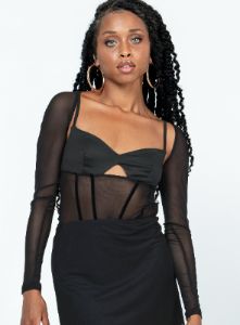 Ashmore Long Sleeve Bodysuit Black sold by Princess Polly