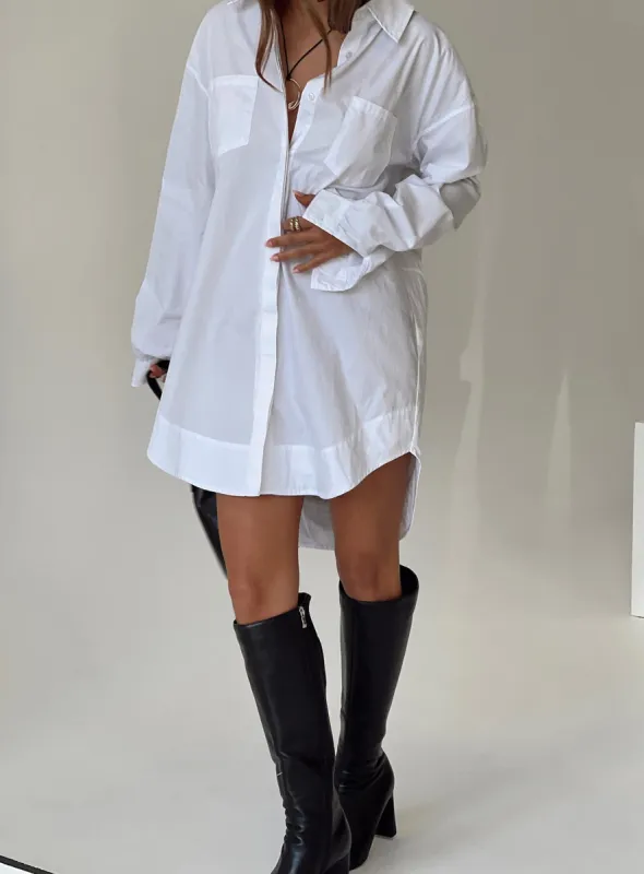 Koumi Mini Shirt Dress White sold by Princess Polly