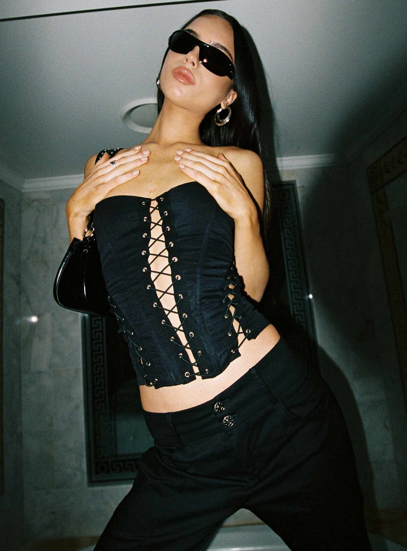 Eden Lace Up Corset Black sold by Princess Polly product image thumbnail 4