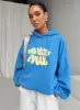 Princess Polly Hooded Sweatshirt Bubble Text Blue / Yellow sold by Princess Polly