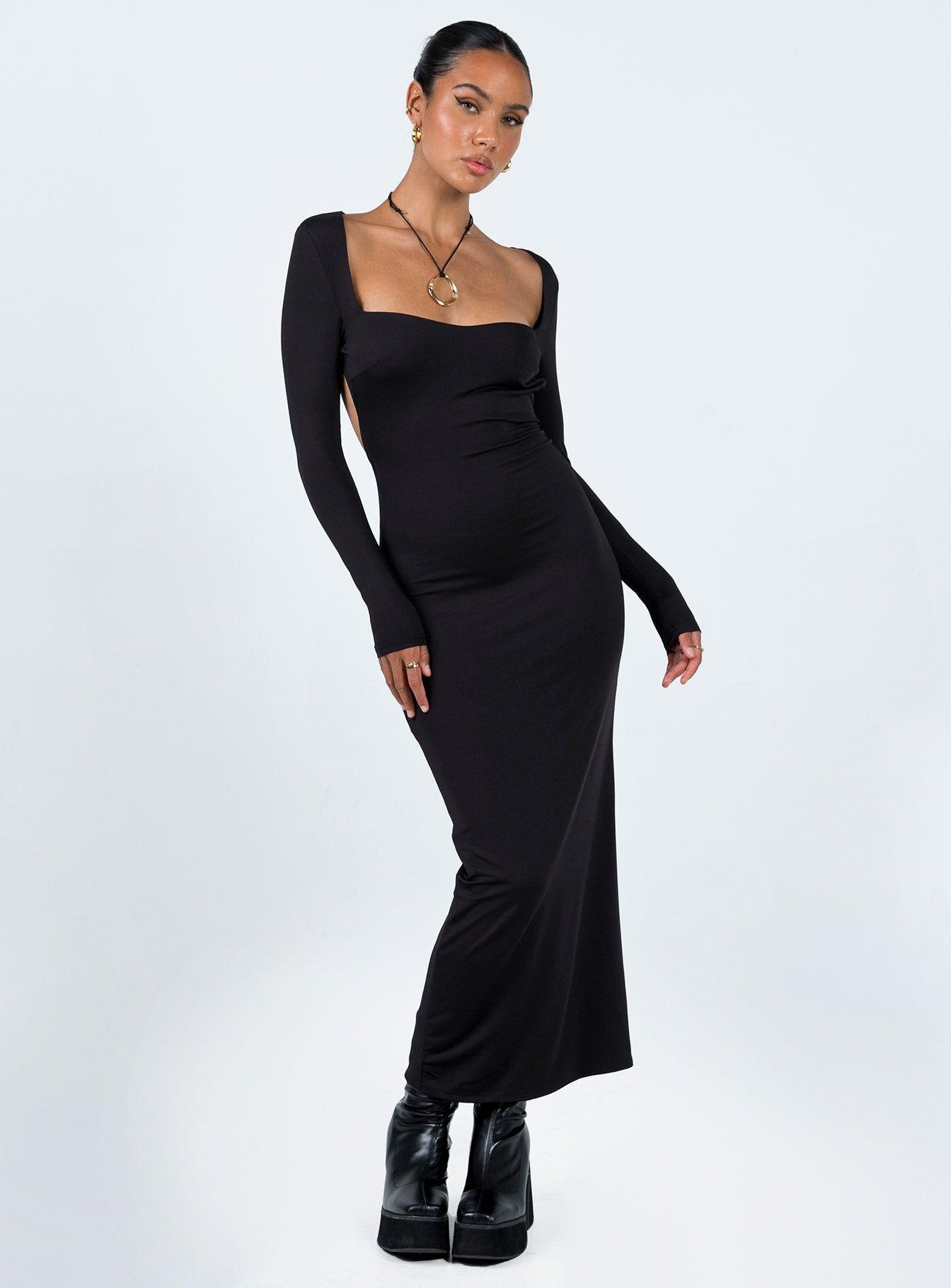 Dorado Long Sleeve Midi Dress Black sold by Princess Polly product image thumbnail 2