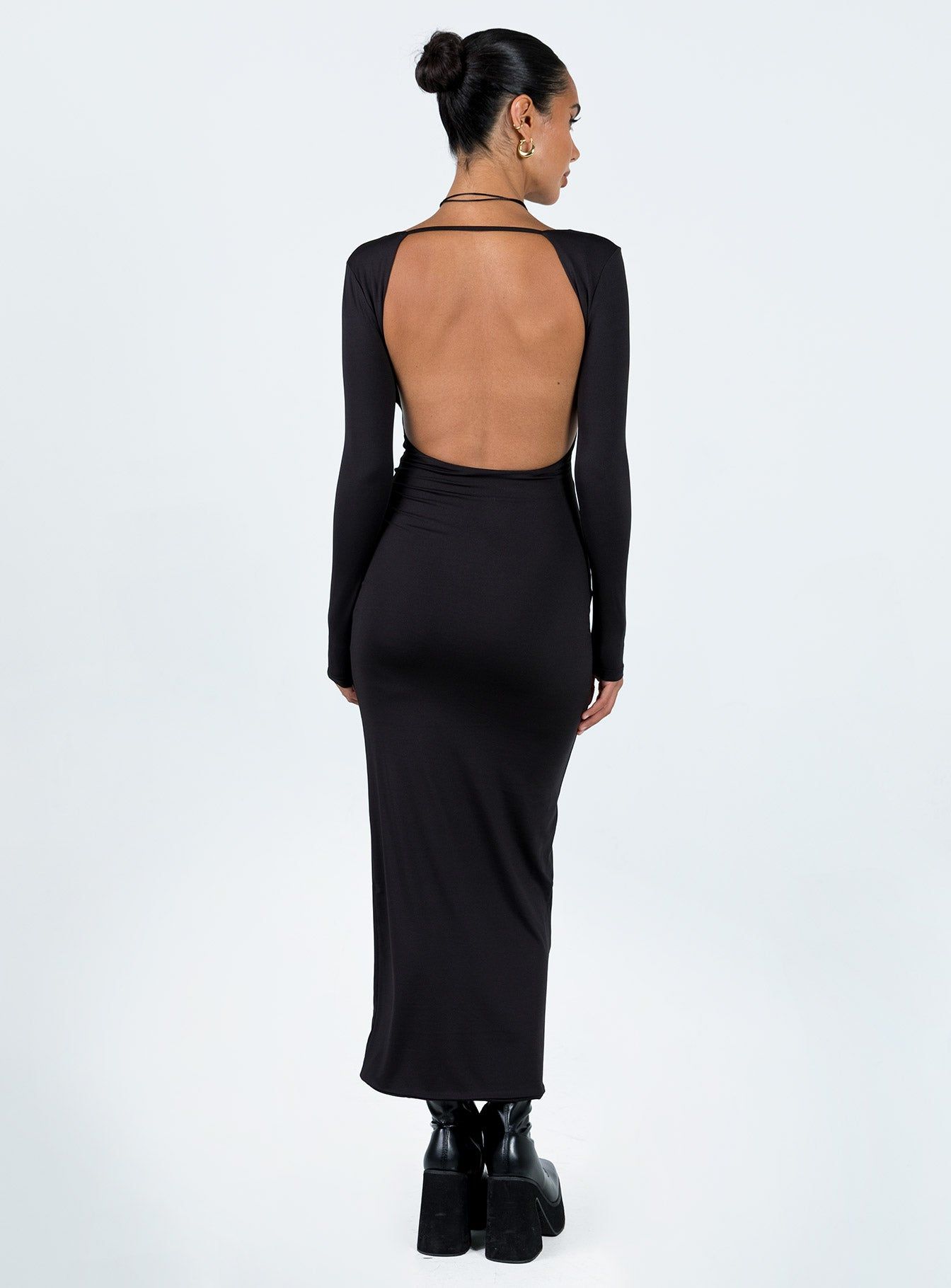 Dorado Long Sleeve Midi Dress Black sold by Princess Polly product image thumbnail 5