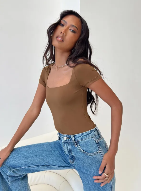 Byer Bodysuit Brown sold by Princess Polly