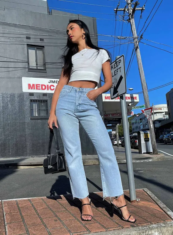 Angela Cropped Jeans Light Wash Denim sold by Princess Polly