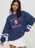 Snoopy Star Tennis Club Sweater Navy sold by Princess Polly