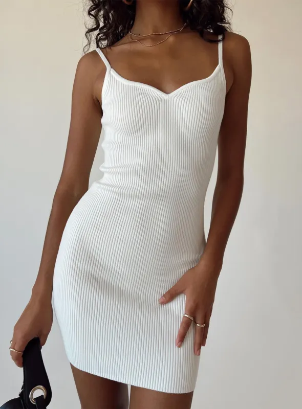 Breton Mini Dress White sold by Princess Polly