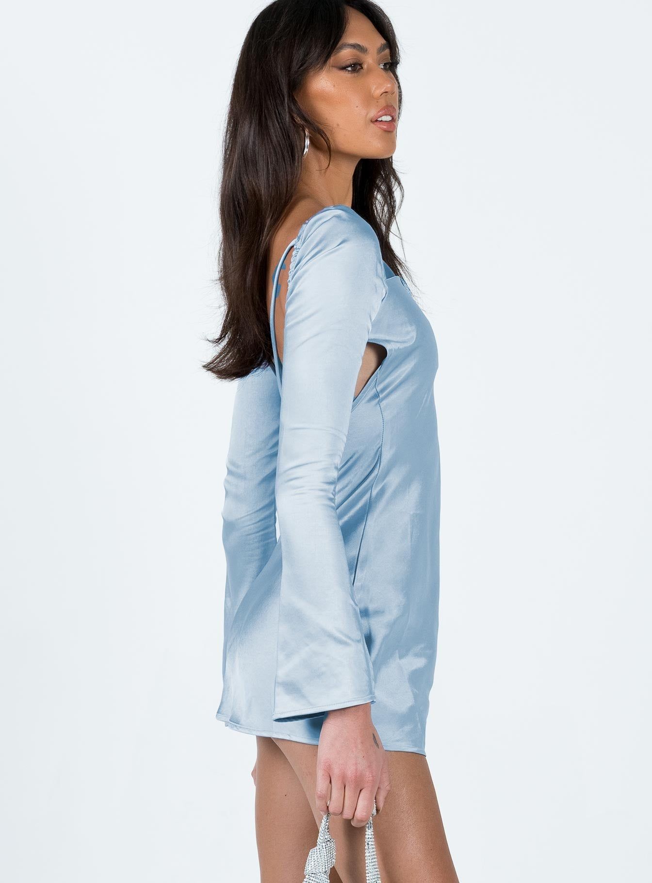 Wallum Long Sleeve Mini Dress Blue sold by Princess Polly product image thumbnail 4