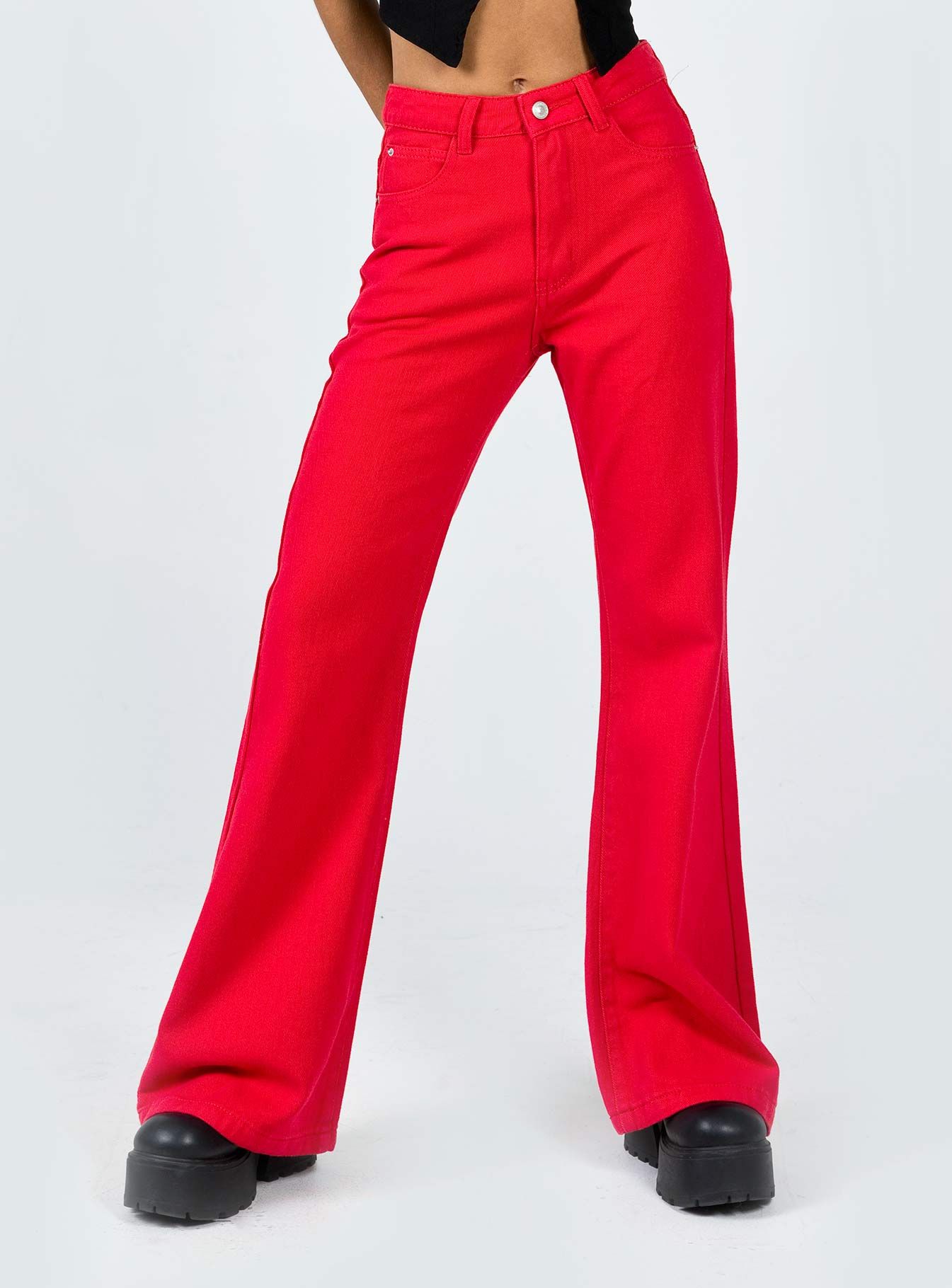 Cabarita Lounge Denim Jeans Red sold by Princess Polly