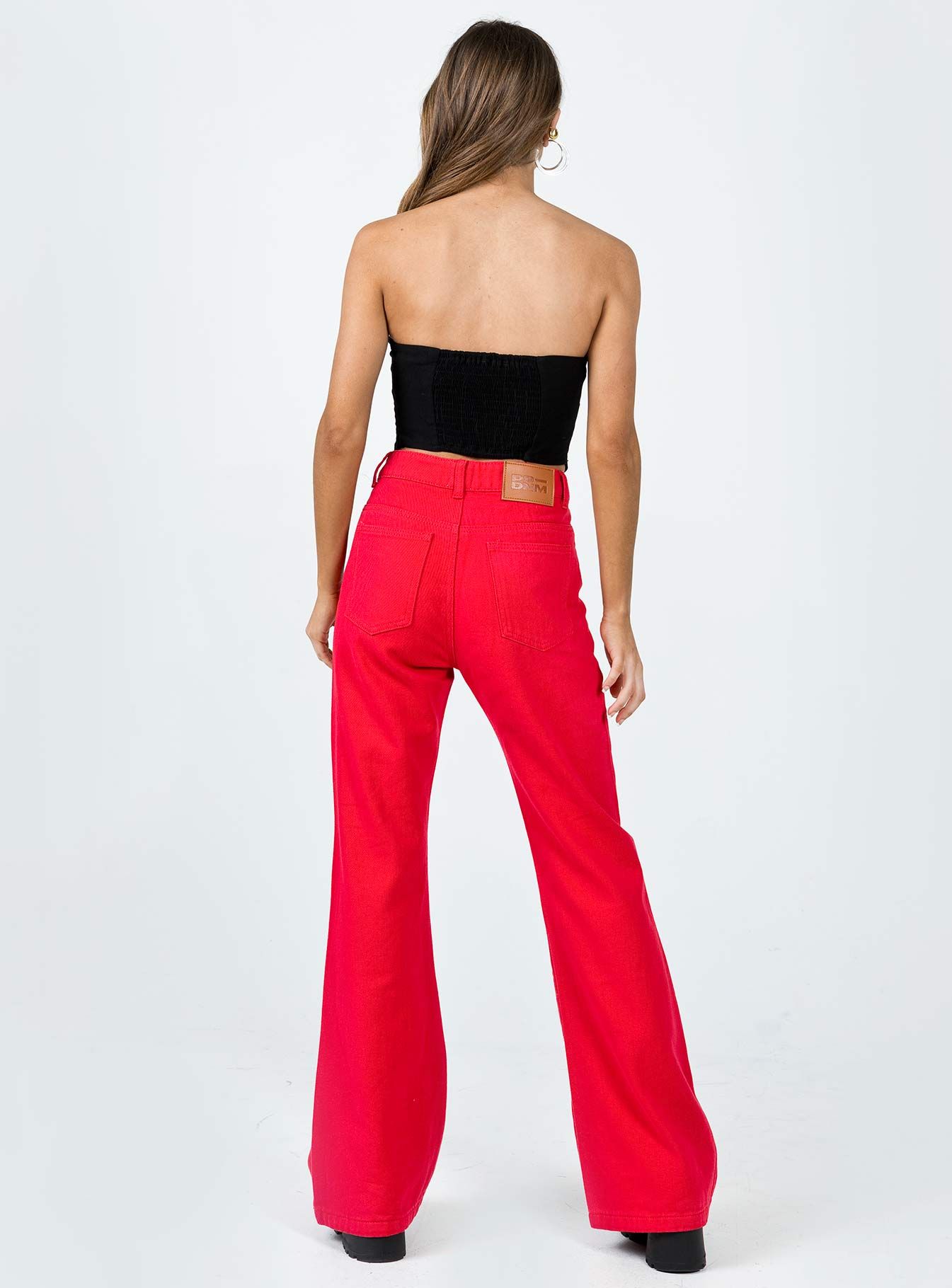 Cabarita Lounge Denim Jeans Red sold by Princess Polly product image thumbnail 4