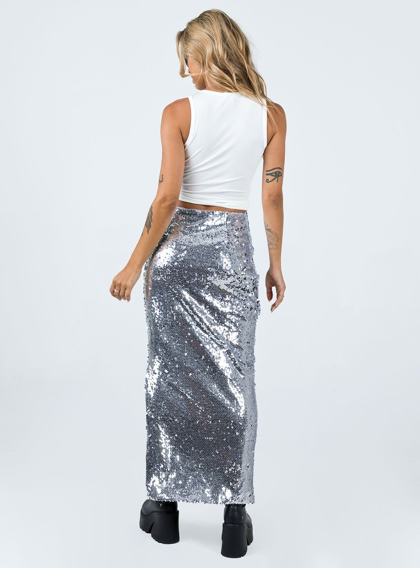 Alyce Maxi Skirt Silver sold by Princess Polly product image thumbnail 5