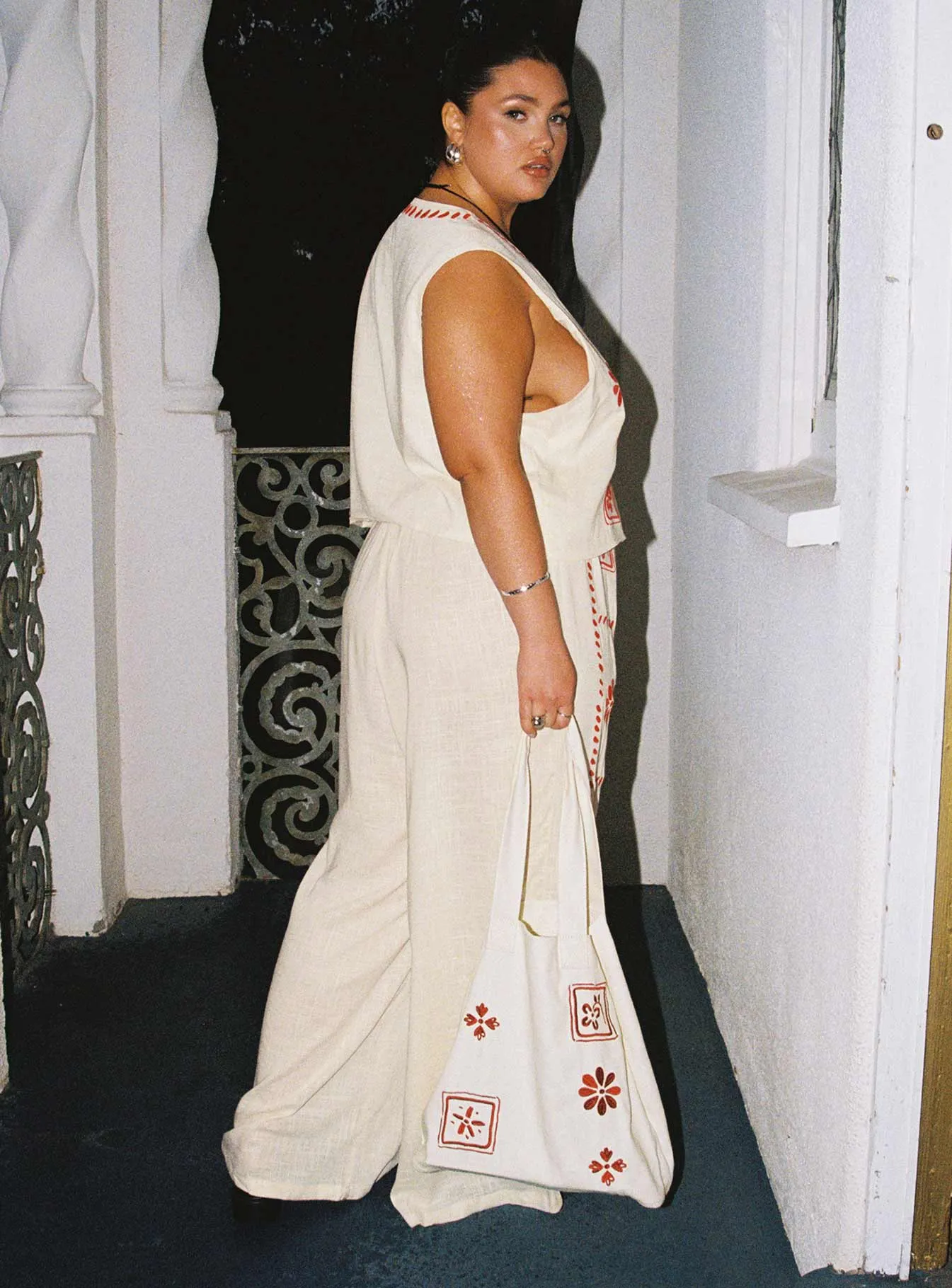 Grazia Pants Cream / Red Curve sold by Princess Polly product image thumbnail 3