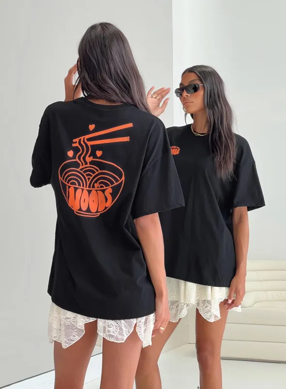 Noods Oversized Tee Black sold by Princess Polly