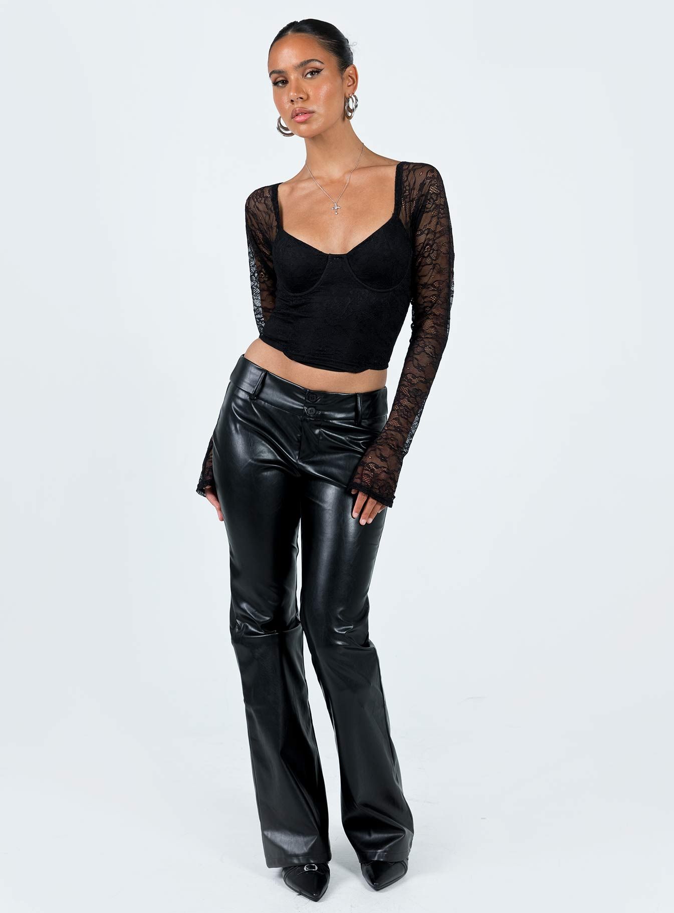 Purnell Long Sleeve Lace Top Black sold by Princess Polly product image thumbnail 3