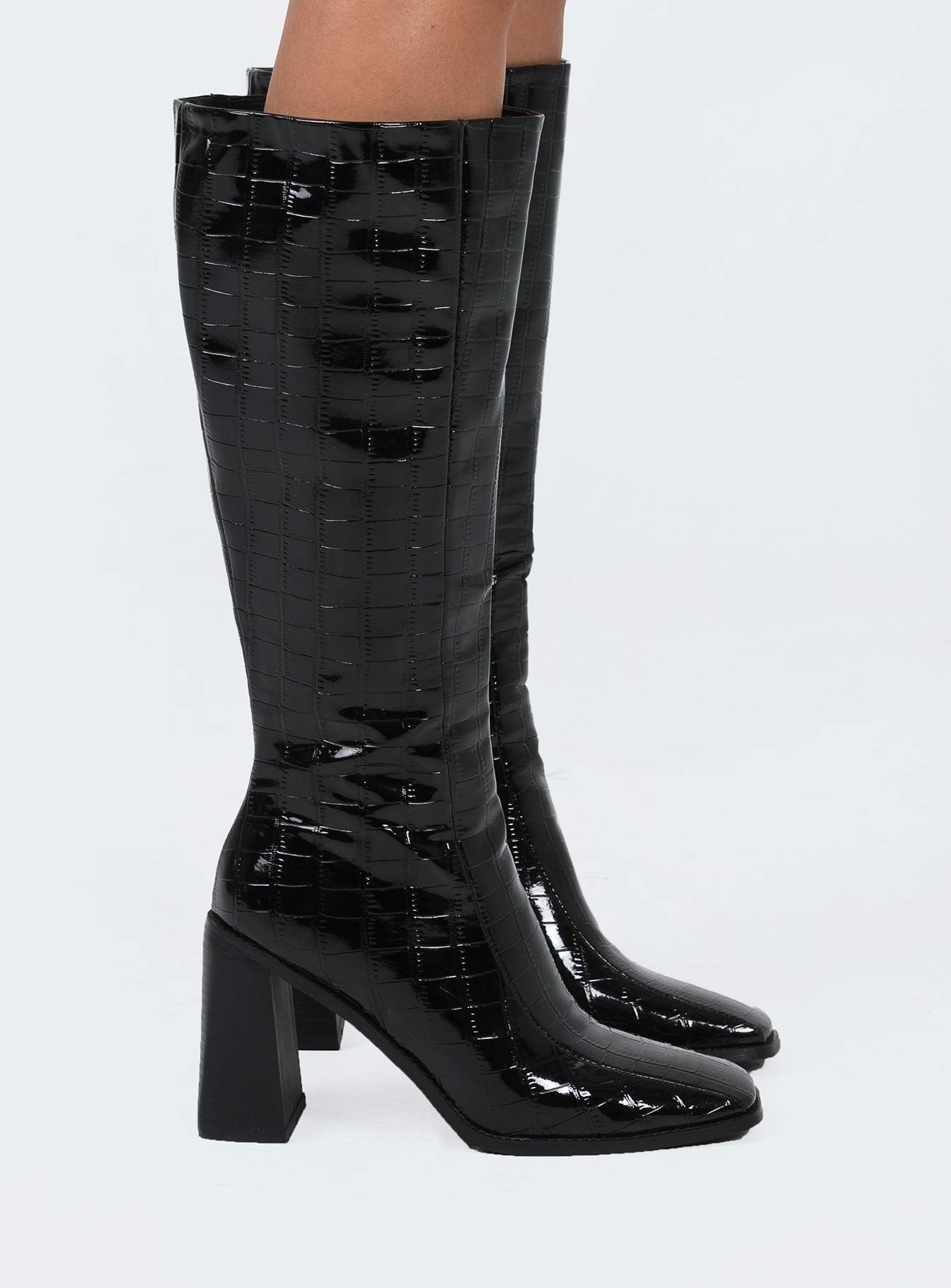 Jessa Boots Black Croc sold by Princess Polly product image thumbnail 3