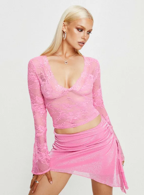 Donelli Asymmetric Mini Skirt Pink sold by Princess Polly