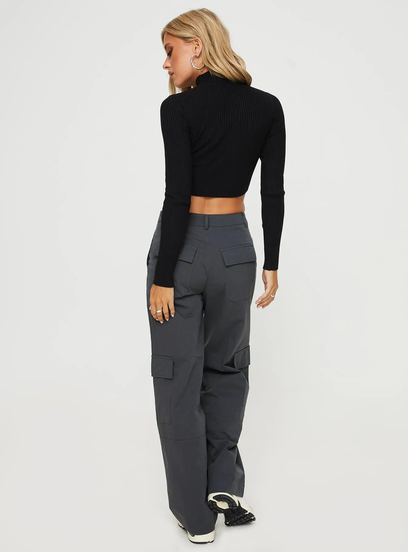 Luna Mid Rise Cargo Pants Charcoal sold by Princess Polly product image thumbnail 5