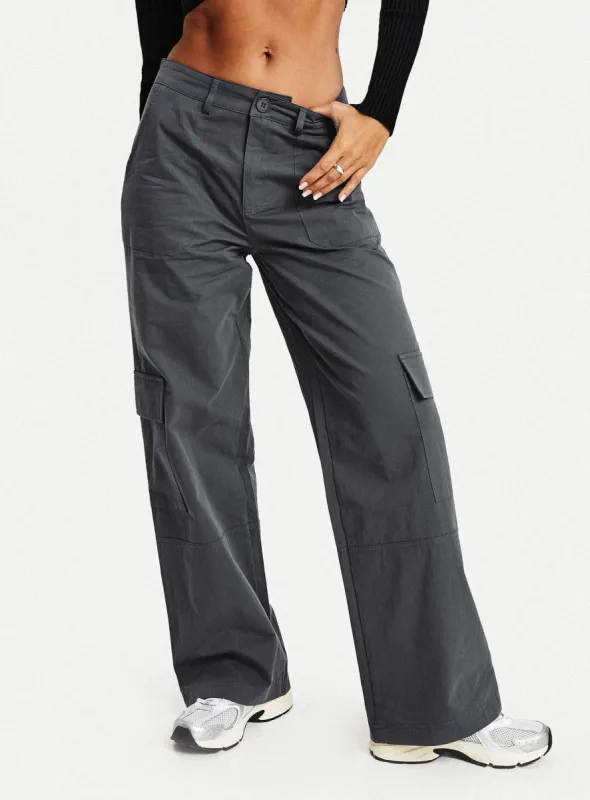 Luna Mid Rise Cargo Pants Charcoal sold by Princess Polly