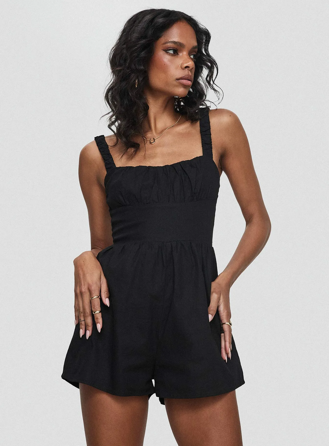 Jurnee Playsuit Black sold by Princess Polly