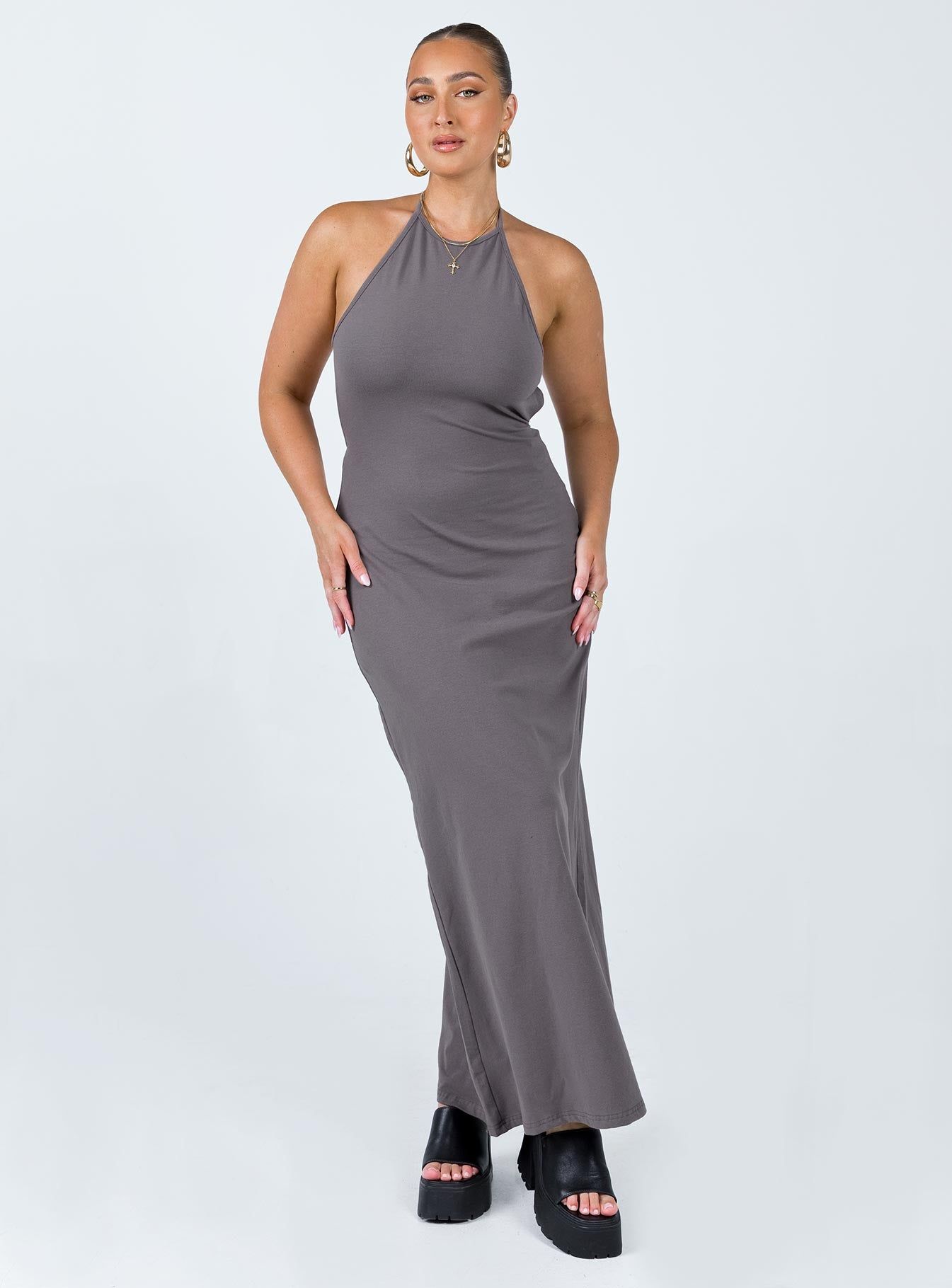 Caterina Maxi Dress Grey sold by Princess Polly