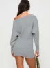 Peregrine Cold Shoulder Mini Dress Grey sold by Princess Polly
