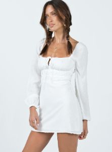 Loreli Long Sleeve Mini Dress White sold by Princess Polly