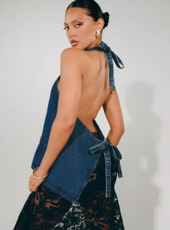 Hills Halter Denim sold by Princess Polly