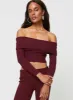 Tagula Off The Shoulder Top Burgundy sold by Princess Polly