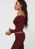 Tagula Off The Shoulder Top Burgundy sold by Princess Polly