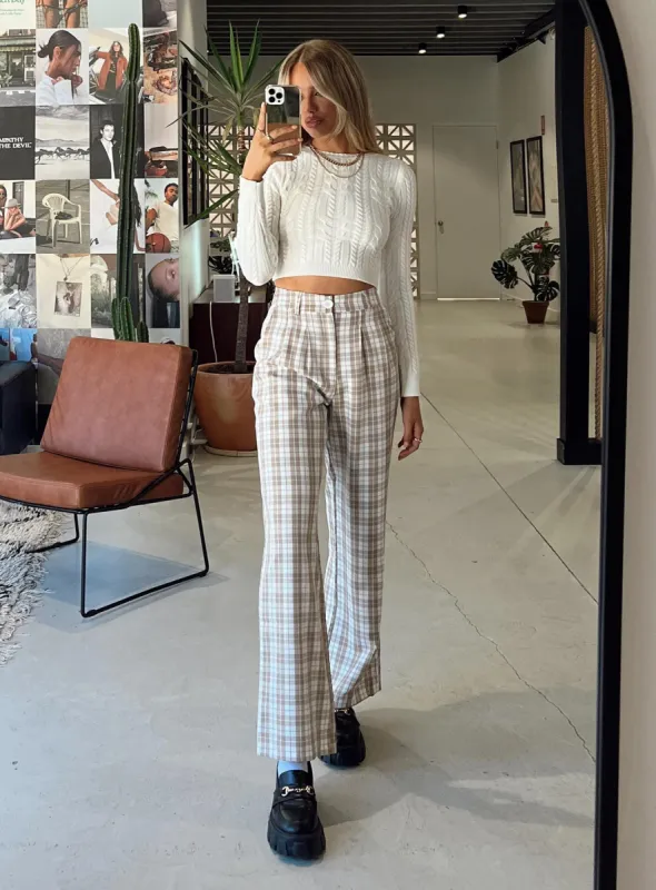 Archer Pants Beige Plaid made by Princess Polly