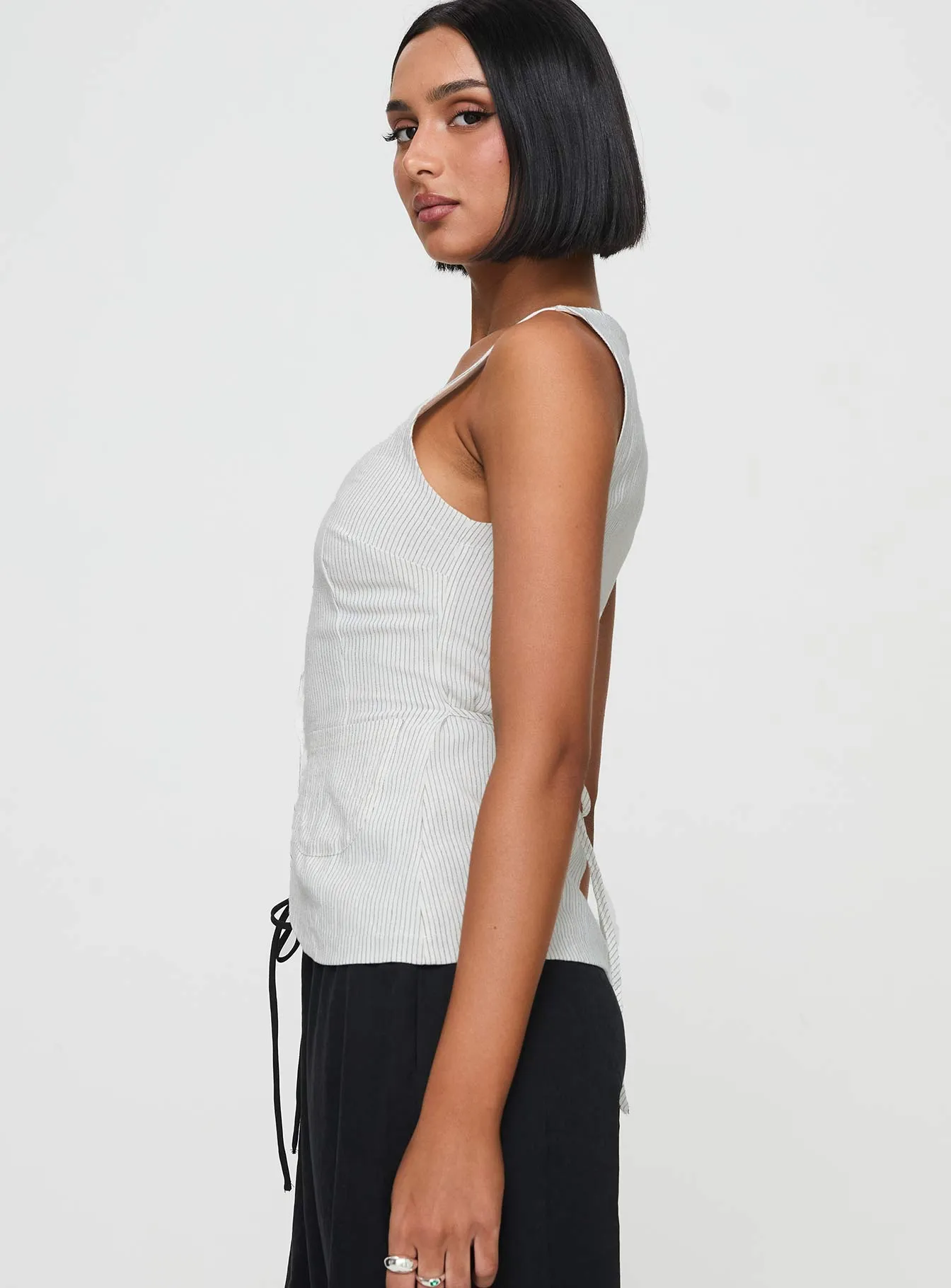 Spirito Vest Top White Thin Stripe sold by Princess Polly product image thumbnail 4