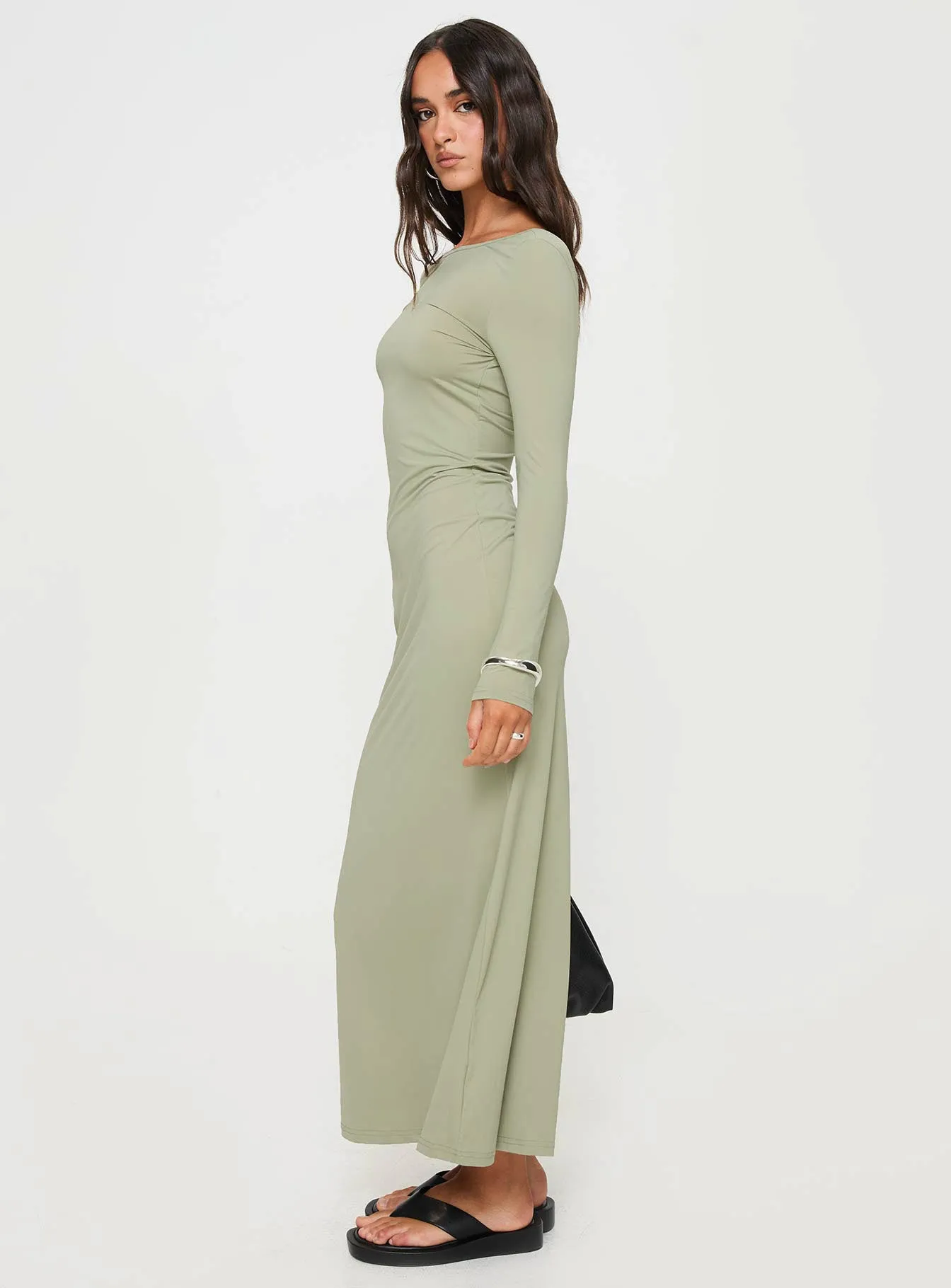 Rain Fire Long Sleeve Maxi Dress Sage sold by Princess Polly product image thumbnail 4