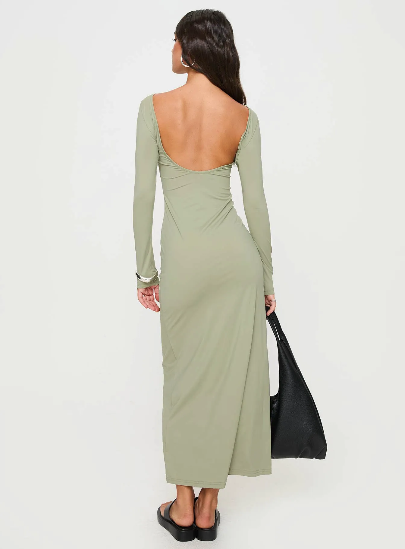 Rain Fire Long Sleeve Maxi Dress Sage sold by Princess Polly product image thumbnail 5