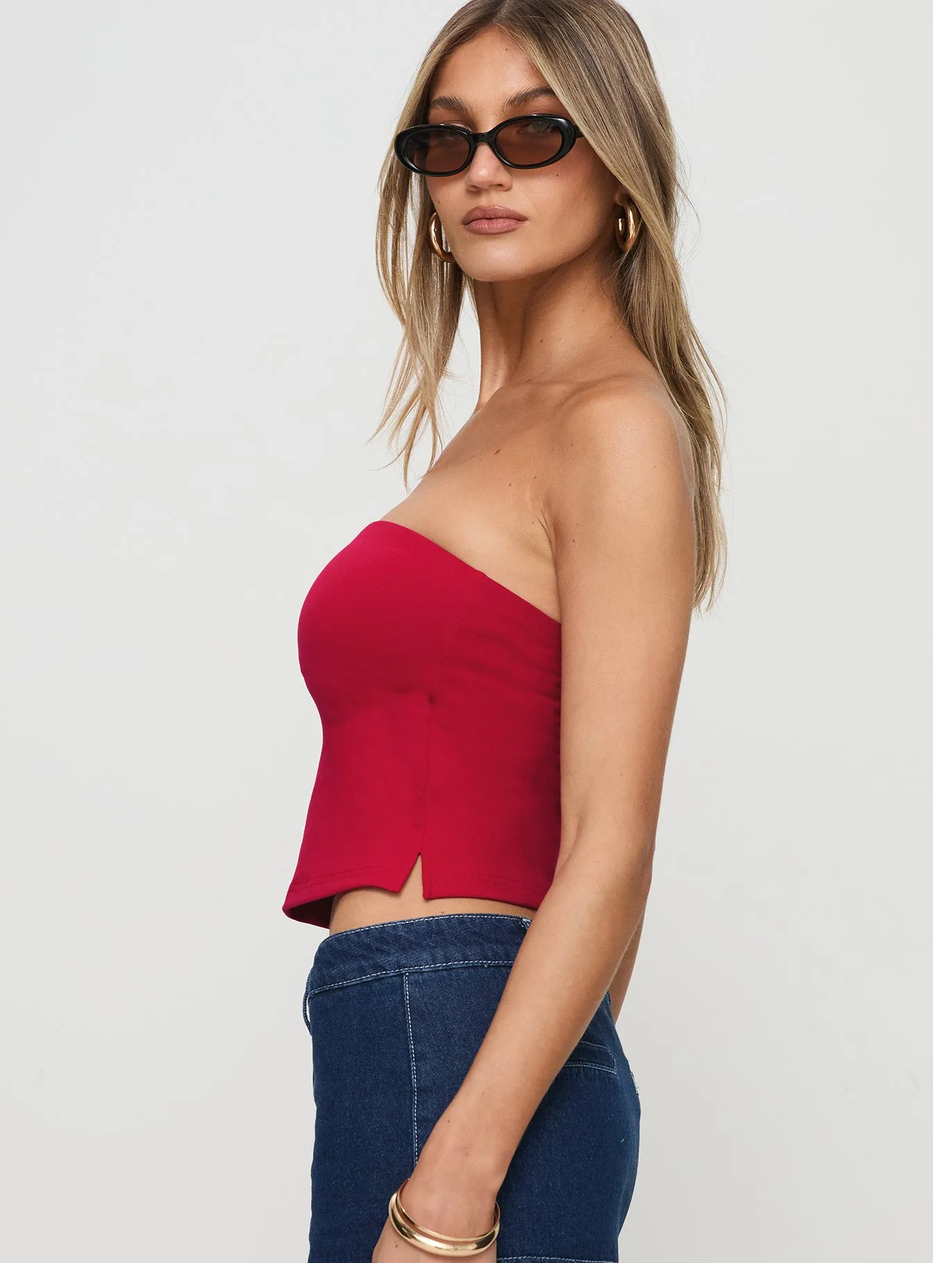 Aurorah Strapless Top Red sold by Princess Polly product image thumbnail 4