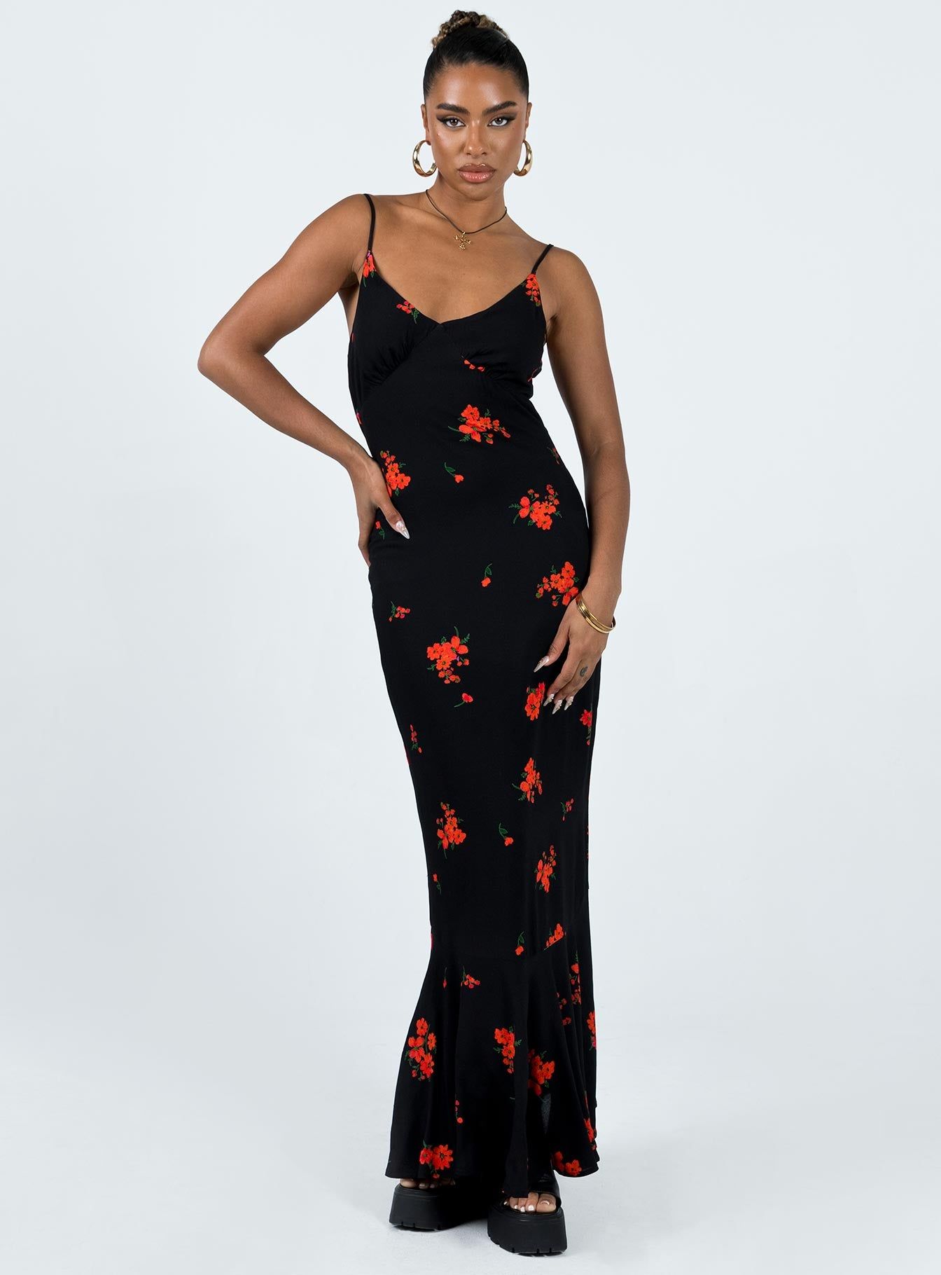 Lucan Maxi Dress Black / Red sold by Princess Polly