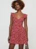 So Sweet Mini Dress Red / Floral sold by Princess Polly